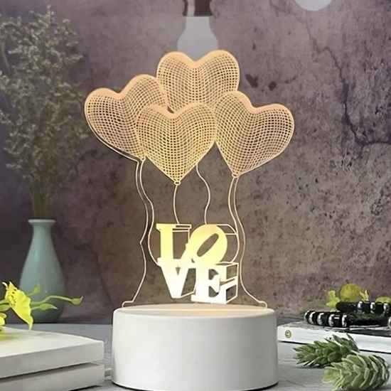 Picture of ExtraLink Lampka nocna cztery serca 3D iluzja optyczna do sypialni USB