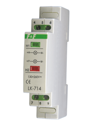 Attēls no F&F Lampka sygnalizacyjna zasilania-dustanowa LK-714 kontrolna zasilania 2xLED czerwona zielona 10/30V AC/DC LK-714 30÷130V