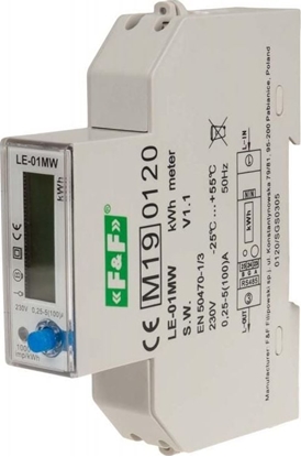 Attēls no F&F Licznik energii elektrycznej 1-fazowy 5/100A 230V z wywietlaczem LE-01MW