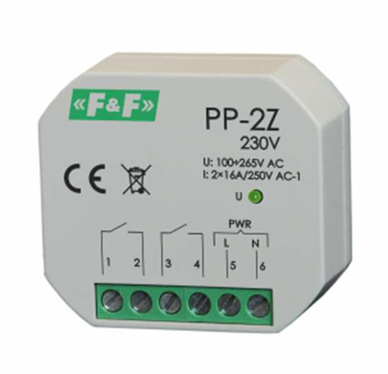 Изображение F&F Przekanik elektromagnetyczny 2Z 16A P/T - PP-2Z 230V