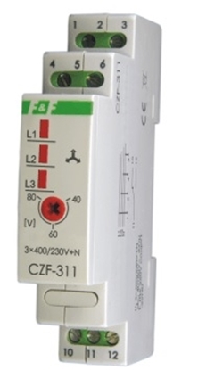 Изображение F&F Przekanik zaniku i asymetrii faz 10A 1P 4sek 40-80V CZF-311