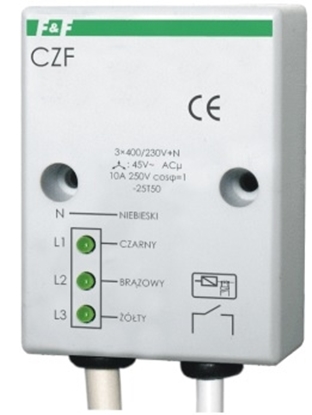 Изображение F&F Przekanik zaniku i asymetrii faz 10A 1Z 4sek 45V CZF