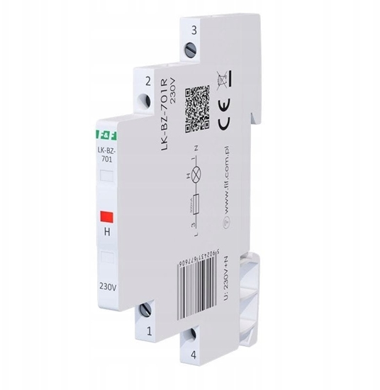 Picture of FF Lampka moduowy 1-fazowa z zabezpieczeniem czerwony 1/3S LED 230V LK-BZ-701R