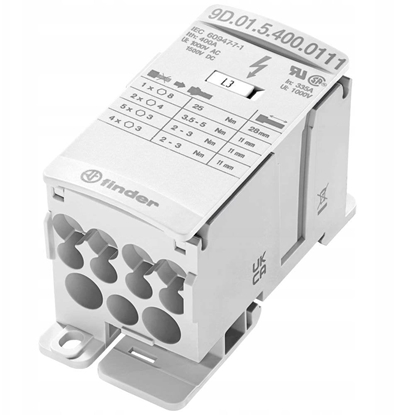 Изображение Finder Blok rozdzielczy dystrybucyjny 400A wejcie 1x185mm2 / wyjcie 2x35mm2, 5x16mm2, 4x10mm2 9D.01.5.400.0111
