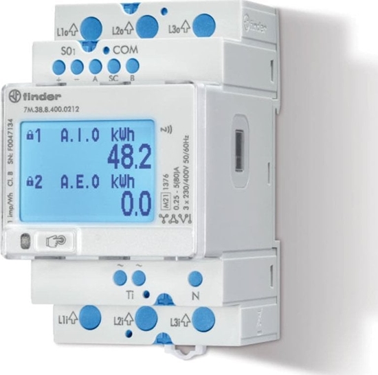 Picture of Finder Dwukierunkowy trójfazowy licznik energii MID 80A Modbus RS485 NFC Wielofunkcyjny 7M.38.8.400.0212