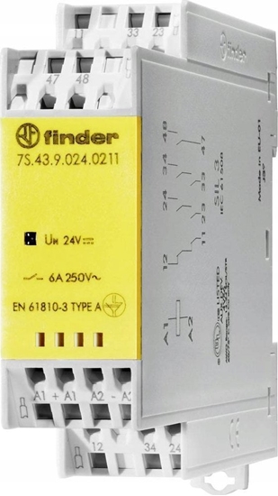 Picture of Finder Przekanik bezpieczestwa z wymuszonym prowadzeniem styków SIL 3 (2 Z + 1 R + 1 pomocniczy)