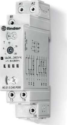 Attēls no Finder Przekanik czasowy wielofunkcyjny 1P 8A 24...240VAC/DC, PUSH-IN 80.51.0.240.P000