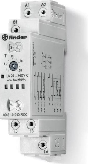 Picture of Finder Przekanik czasowy wielofunkcyjny 1P 8A 24...240VAC/DC, PUSH-IN 80.51.0.240.P000