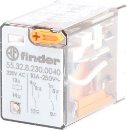 Picture of Finder Przekanik miniaturowy 2P 10A 230V AC przycisk testujcy mechaniczny wskanik zadziaania (55.32.8.230.0040)