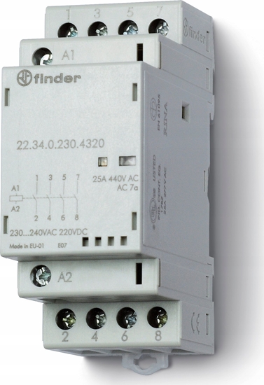 Picture of Finder Stycznik moduowy 4Z 25A 24V AC/DC, wskanik zadziaania + LED, 35mm 22.34.0.024.4320