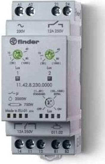 Picture of Finder Wycznik zmierzchowy 1P 1Z 12A 230V AC niezalene wyjcia i dwie nastawy 1-80lx (11.42.8.230.0000)