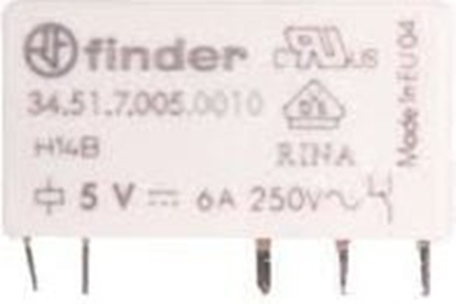 Picture of Finder Wski przekanik elektromagnetyczny 1P 6A 5V DC do pytki drukowanej (34.51.7.005.0010)