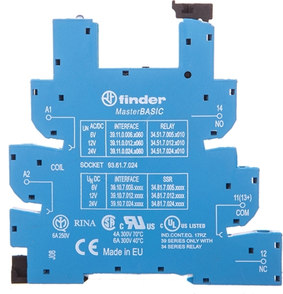 Picture of Finder Wskoprofilowe gniazdo 6,2mm do przekaników serii 34 6-24V DC, zaciski rubowe, DIN (93.61.7.024)