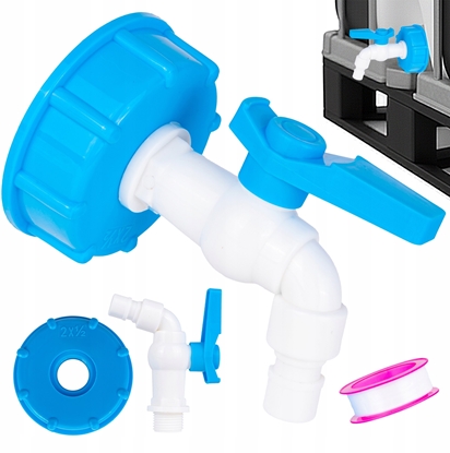 Attēls no Geko Zestaw  IBC nakrtka S60x6 + kran 1/2"  zawór (125)