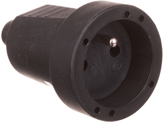 Изображение Gniazdo przenone z/u guma IP20 250V~ 16 A czarne 12146