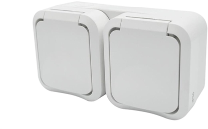 Picture of Düwi Gniazdo z uziemieniem podwójne natynkowe Aqua Pro IP55 biae 60225