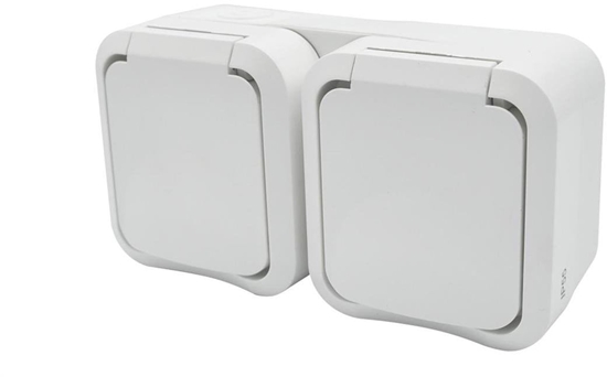 Picture of Düwi Gniazdo z uziemieniem podwójne natynkowe Aqua Pro IP55 biae 60225
