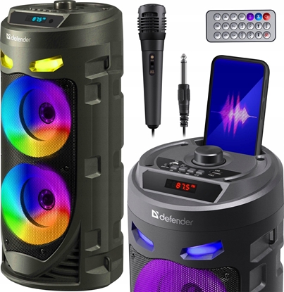 Picture of Gonik Defender Gonik CRASHBOOM Bluetooth 16W MP3/FM/SD/USB/AUX/TWS/LED/MIC/LCD KARAOKE czarny + mikrofon + pilot