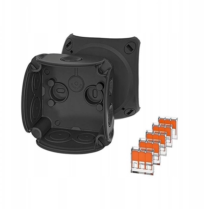 Изображение Hensel Puszka odgana 84x84x55 mm z dawnicami membranowymi 5 zaciskami czarna IP 66 DK 0102 XZ 62000468