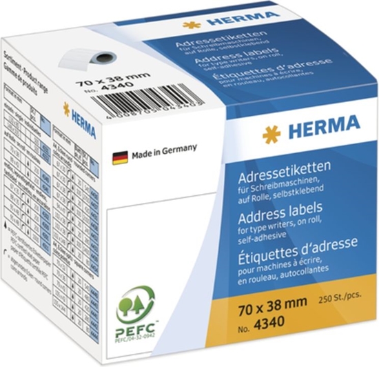 Picture of Herma Adressetik. auf Rollen weiß 70x38 mm Papier 250 St.