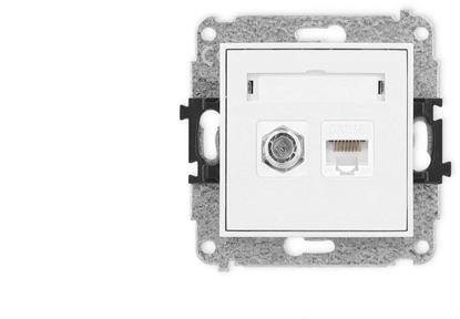 Изображение ICON Mechanizm gniazda antenowego poj. typu F (SAT) + gniazda komp. poj. 1xRJ45, kat. 5e, 8-stykowy biay IGFK-1