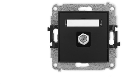Изображение ICON Mechanizm gniazda antenowego pojedynczego typu F (SAT) niklowany czarny mat 12IGF-1