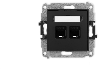 Attēls no Karlik ICON Mechanizm gniazda komputerowego podwójnego 2xRJ45, kat. 5e, 8-stykowy czarny mat 12IGK-2