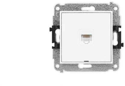 Attēls no Karlik ICON Mechanizm gniazda komputerowego pojedynczego 1xRJ45, kat. 5e, 8-stykowy, bez pola opisowego biay mat 25IGKBO-1
