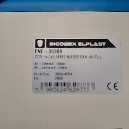 Picture of Incobex Zczka szynowa jednopolowa ZGX 1x240 mm2 niebieska (Al-Cu) ENE-00389