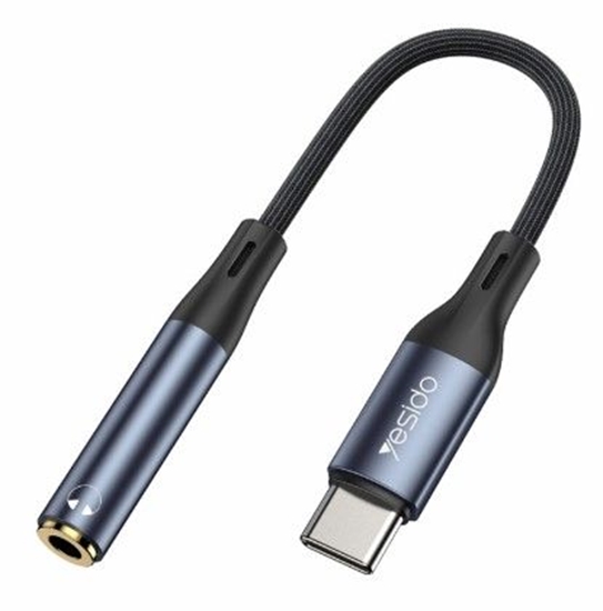 Изображение yesido YAU38 Aluminum Alloy Nylon USB-C cable | Type c to 3.5MM Aux Audio Jack Earphone Headphone Cable USB Black