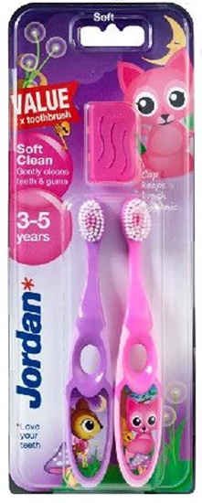 Изображение Jordan  Szczoteczka do zbów DUO Soft Clean dla dzieci (3-5 lat) mikka 1 op-2 szt. mix wzorów