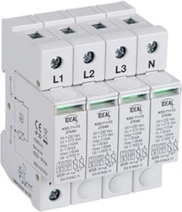 Attēls no Kanlux Ogranicznik przepi B+C 3P+N 30kA 1,5kV KSD-T1T2 275/240 3P+N (23920)