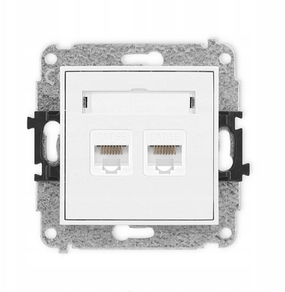 Attēls no Karlik ICON Mechanizm gniazda komputerowego podwójny 2xRJ45, kat. 5e, 8-stykowy biay IGK-2
