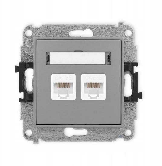 Picture of Karlik ICON Mechanizm gniazda komputerowego podwójny 2xRJ45, kat. 5e, 8-stykowy matowy szary 27IGK-2