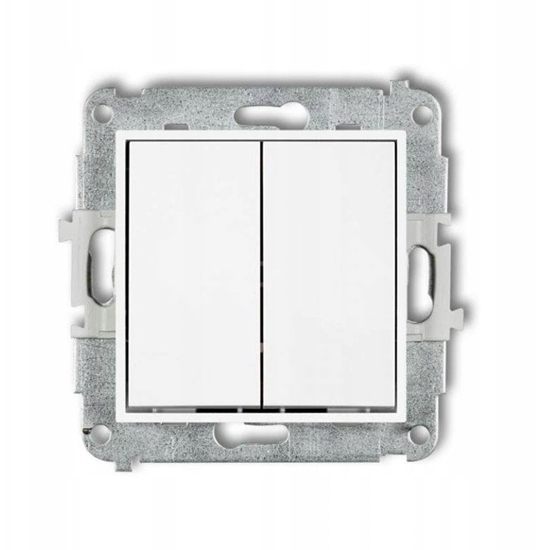 Picture of Karlik Mechanizm cznika zwiernego dwubiegunowy (dwa klawisze bez piktogramów, osobne zasilanie) biay mat 25IWP-44.2