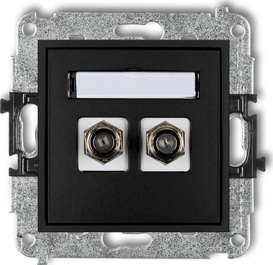 Picture of Karlik MINI Gniazdo antenowe podwójne typu F (SAT) niklowany czarny mat 12MGF-2