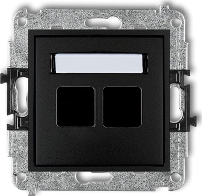 Picture of Karlik MINI Mechanizm gniazda multimedialnego podwójnego bez moduu (standard Keystone) czarny mat 12MGM-2P