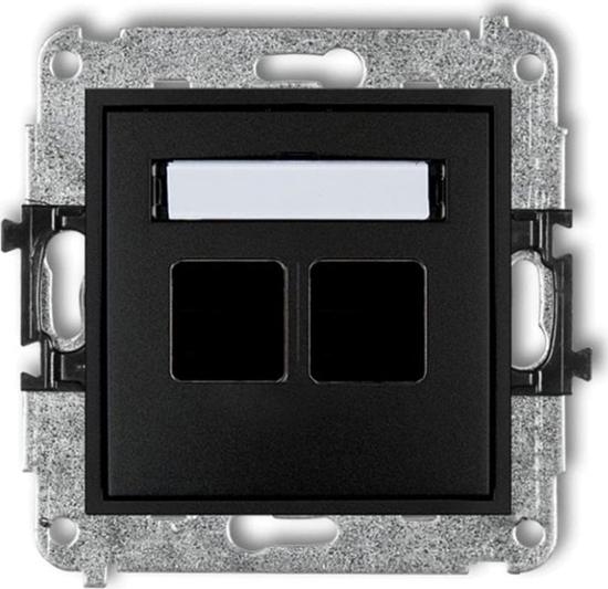 Picture of Karlik MINI Mechanizm gniazda multimedialnego podwójnego bez moduu (standard Keystone) czarny mat 12MGM-2P