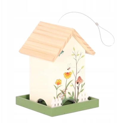 Изображение Karmnik dla ptaków, drewniany, wiszcy, obrazek 18x18x25 cm