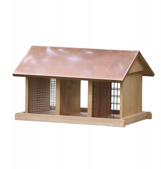 Изображение Karmnik dla ptaków, drewniany, wiszcy, potrójny 41,5x28,5x25,5 cm