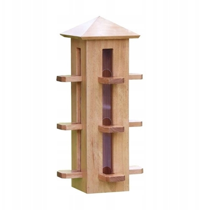 Изображение Karmnik dla ptaków, drewniany, wiszcy, wiea 24x24x50 cm