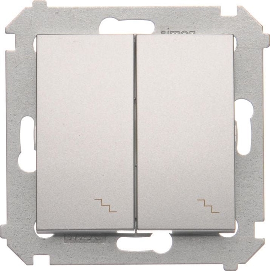 Изображение Kontakt-Simon cznik schodowy podwójny z podwietleniem LED 10AX 250V zaciski rubowe srebrny mat metalizowany (DW6/2L.01/43)