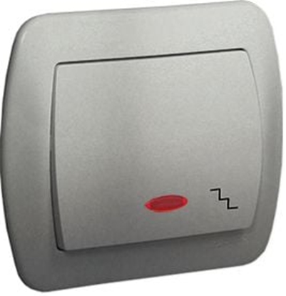 Изображение Kontakt-Simon cznik schodowy Simon Akord z podwietleniem 10AX aluminium (AW6L/26)