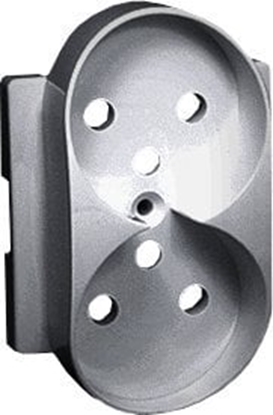 Изображение Kontakt-Simon Pokrywa gniazda podwójnego z przesonami do ramek DETAIL aluminium 82068PDZ-93