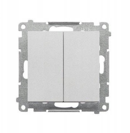 Изображение Kontakt-Simon Przycisk podwójny normalny bez piktogramu (modu) 10 AX, 250 V~, zcza szybkozczowe Aluminium mat TP2.01/143