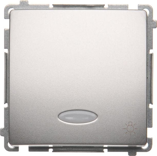 Изображение Kontakt-Simon Przycisk wiato Simon Basic pojedynczy z podwietleniem 10AX 250V srebrny mat (BMS1L.01/43)