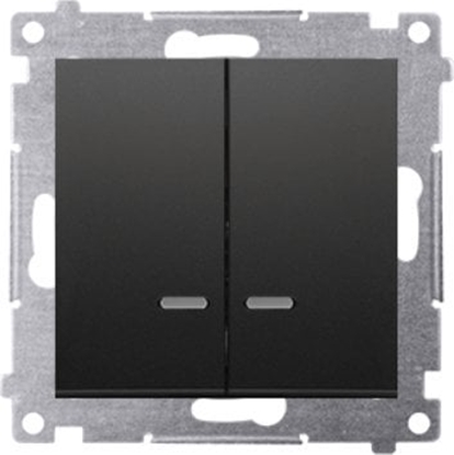 Изображение Kontakt-Simon Simon 54 cznik wiecznikowy z podw LED i do wersji IP44 (modu) 16AX 250V zaciski rub. czarny mat z wkad DU1W DW5ABL.01/49