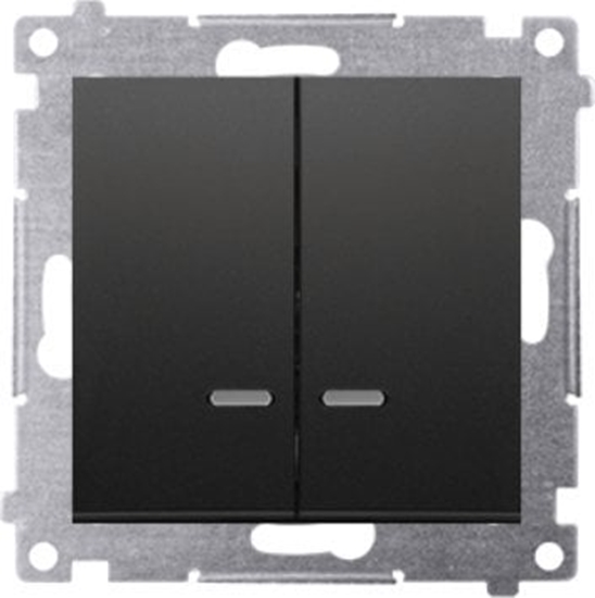 Изображение Kontakt-Simon Simon 54 cznik wiecznikowy z podw LED i do wersji IP44 (modu) 16AX 250V zaciski rub. czarny mat z wkad DU1W DW5ABL.01/49