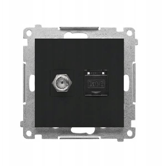 Изображение Kontakt-Simon Simon 55 Gniazdo antenowe typu F + RJ45 kat.6 (modu) Czarny mat TASFRJ45.01/149