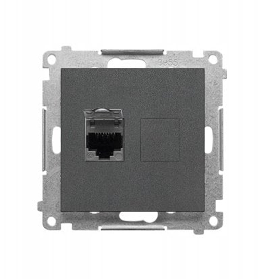 Изображение Kontakt-Simon Simon 55 Gniazdo komputerowe pojedyncze RJ45 kat. 6, ekranowane z oson przeciwkurzow (modu) Grafitowy mat T61E.01/116